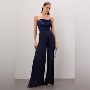 One33 Social Navy pleated Jumpsuit